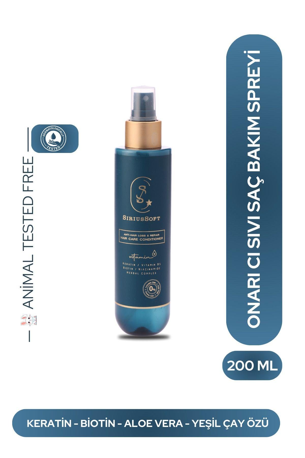 SiriusSoftŞAMPUANLARSiriusSoft Besleyici Saç Spreyi Dökülme Karşıtı ve Onarıcı Durulanmayan Sprey Saç Kremi 200 ml