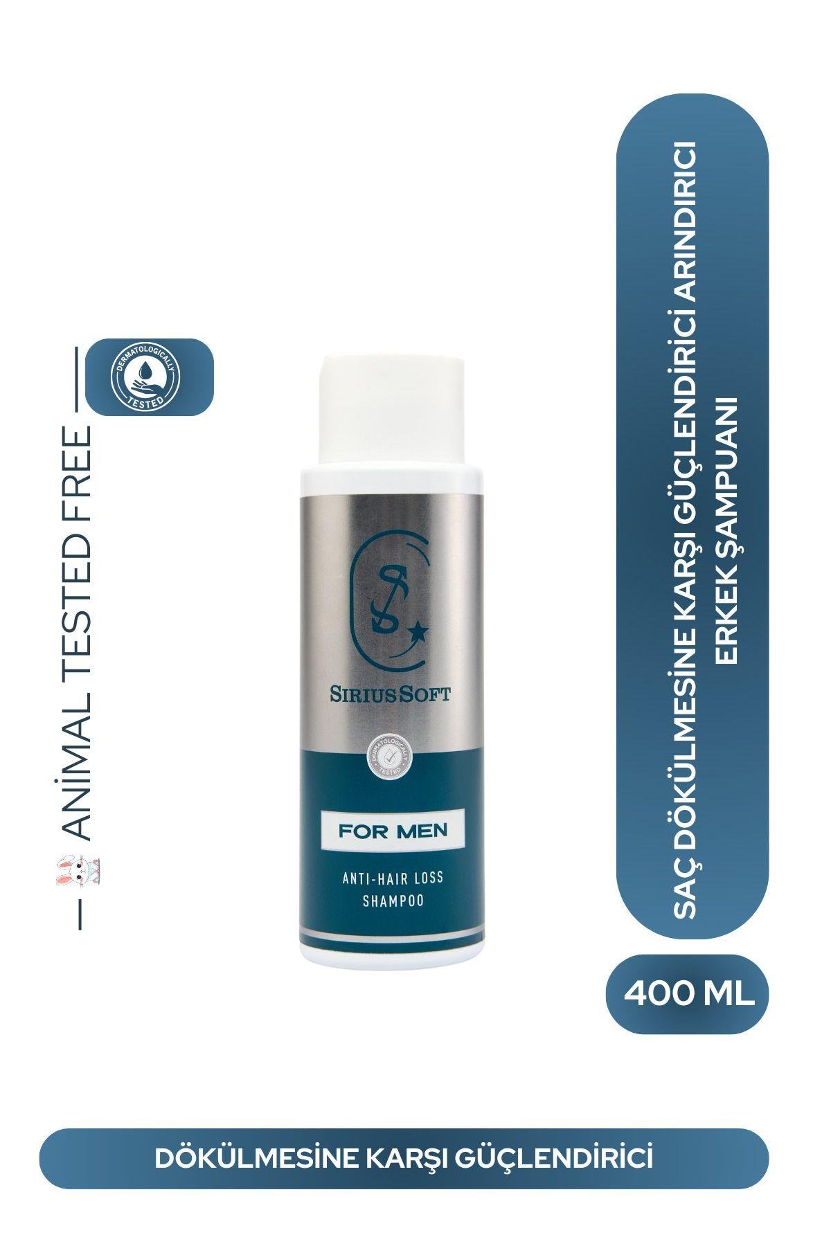 SiriusSoftŞAMPUANLARSiriusSoft Saç Dökülmesine Karşı Güçlendirici Arındırıcı Erkek Şampuanı Vegan 400 ml