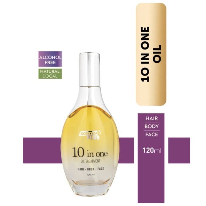 SOFTTONEMLENDİRİCİLERSoftto Plus 10 ın 1 Değerli Yağ İçerikli Saç Vücut ve Yüz Bakım Yağı 120 ml 