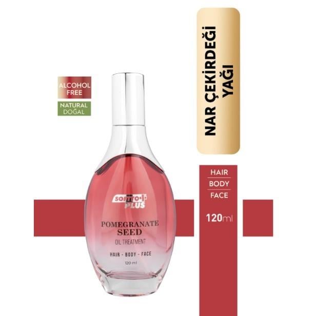 SOFTTONEMLENDİRİCİLERSoftto Plus Nar Cilde Parlaklık ve Canlılık Kazandıran Saç Yüz ve Vücut Yağı 120 ml