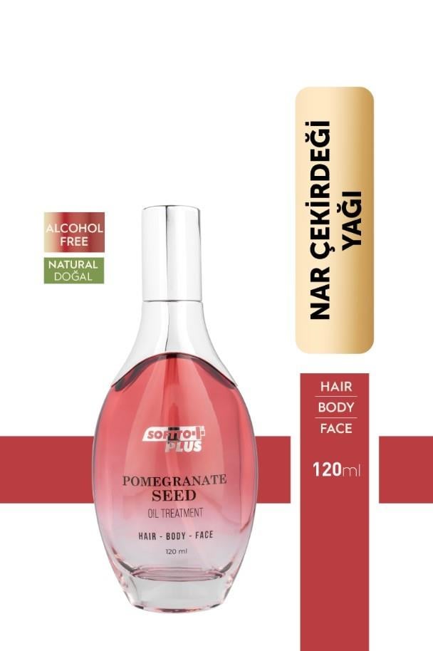 SOFTTONEMLENDİRİCİLERSoftto Plus Nar Cilde Parlaklık ve Canlılık Kazandıran Saç Yüz ve Vücut Yağı 120 ml