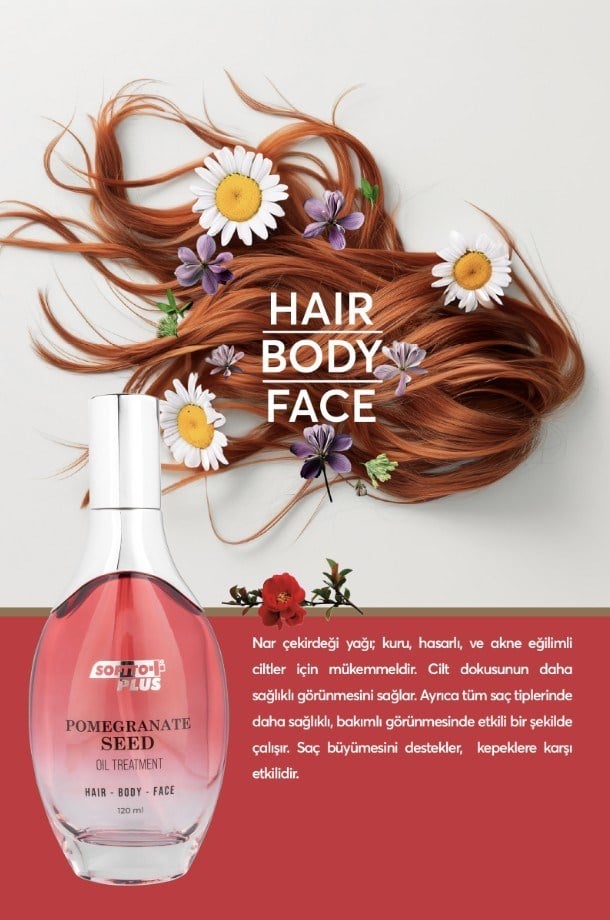 SOFTTONEMLENDİRİCİLERSoftto Plus Nar Cilde Parlaklık ve Canlılık Kazandıran Saç Yüz ve Vücut Yağı 120 ml