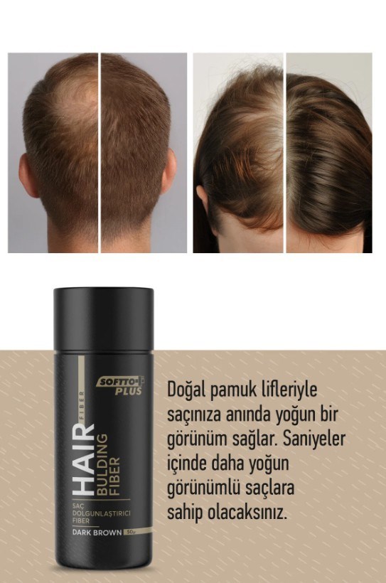 SOFTTOSAÇ BAKIM ÜRÜNLERİSoftto Plus Saç Dolgunlaştırıcı Anında Dolgunluk Sağlayan Koyu Kahverengi Fiber 50 gr