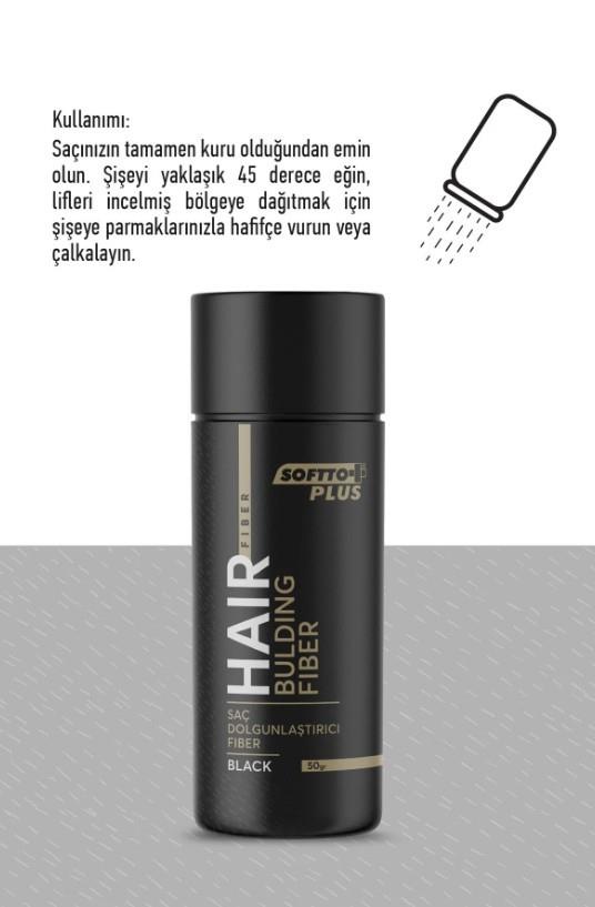 SOFTTOSAÇ BAKIM ÜRÜNLERİSoftto Plus Saç Dolgunlaştırıcı Anında Dolgunluk Sağlayan Siyah Renk Fiber 50 gr