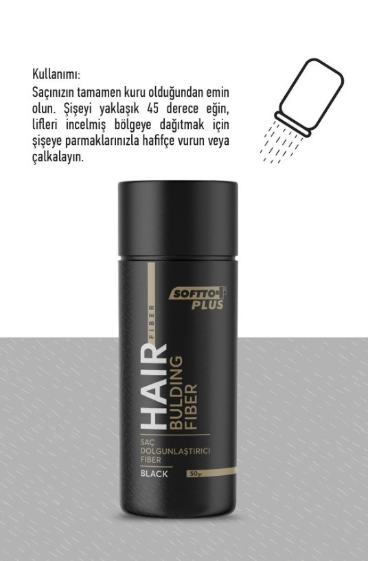 SOFTTOSAÇ BAKIM ÜRÜNLERİSoftto Plus Saç Dolgunlaştırıcı Anında Dolgunluk Sağlayan Siyah Renk Fiber 50 gr