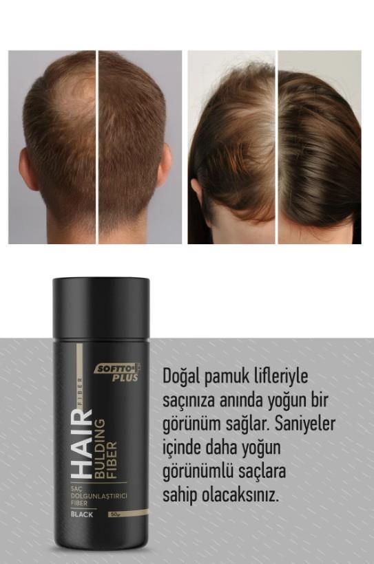 SOFTTOSAÇ BAKIM ÜRÜNLERİSoftto Plus Saç Dolgunlaştırıcı Anında Dolgunluk Sağlayan Siyah Renk Fiber 50 gr