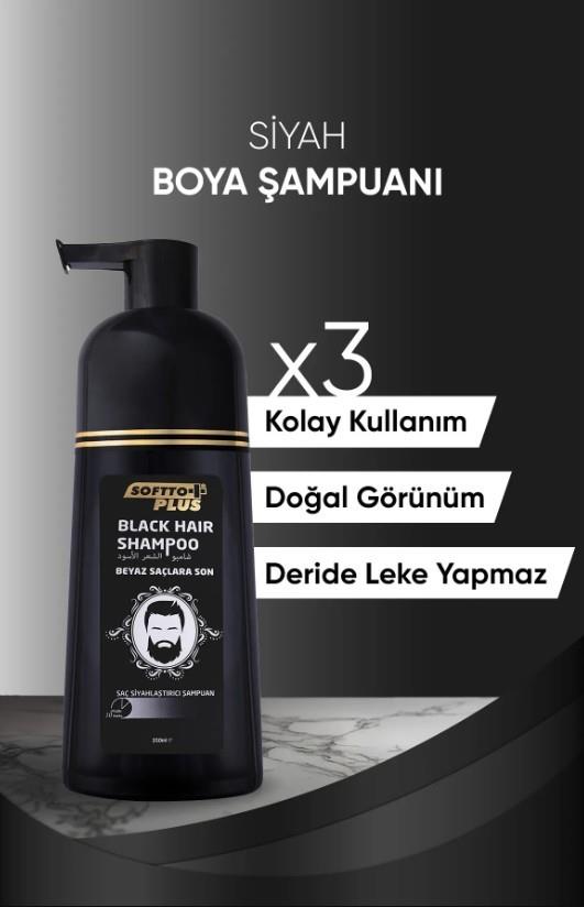 SOFTTOŞAMPUANLARSoftto Plus Black Hair Beyaz Saçlar Için Saç Siyahlaştırıcı Doğal Görünümlü Şampuan 350 ml