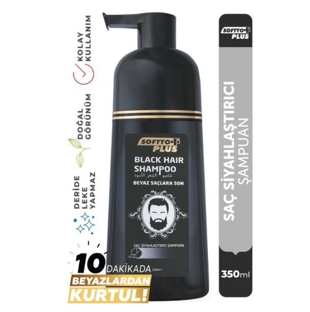 SOFTTOŞAMPUANLARSoftto Plus Black Hair Beyaz Saçlar Için Saç Siyahlaştırıcı Doğal Görünümlü Şampuan 350 ml