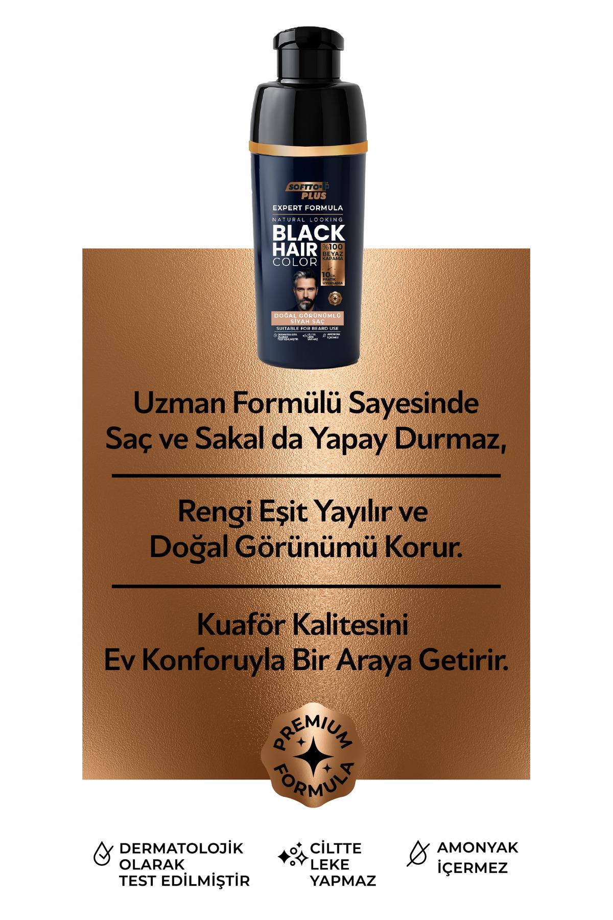 SOFTTOŞAMPUANLARSoftto Plus Expert Men Black Hair Color – Siyah 10 dakikada Etkili / Geliştirilmiş Formül / Doğal Görünüm