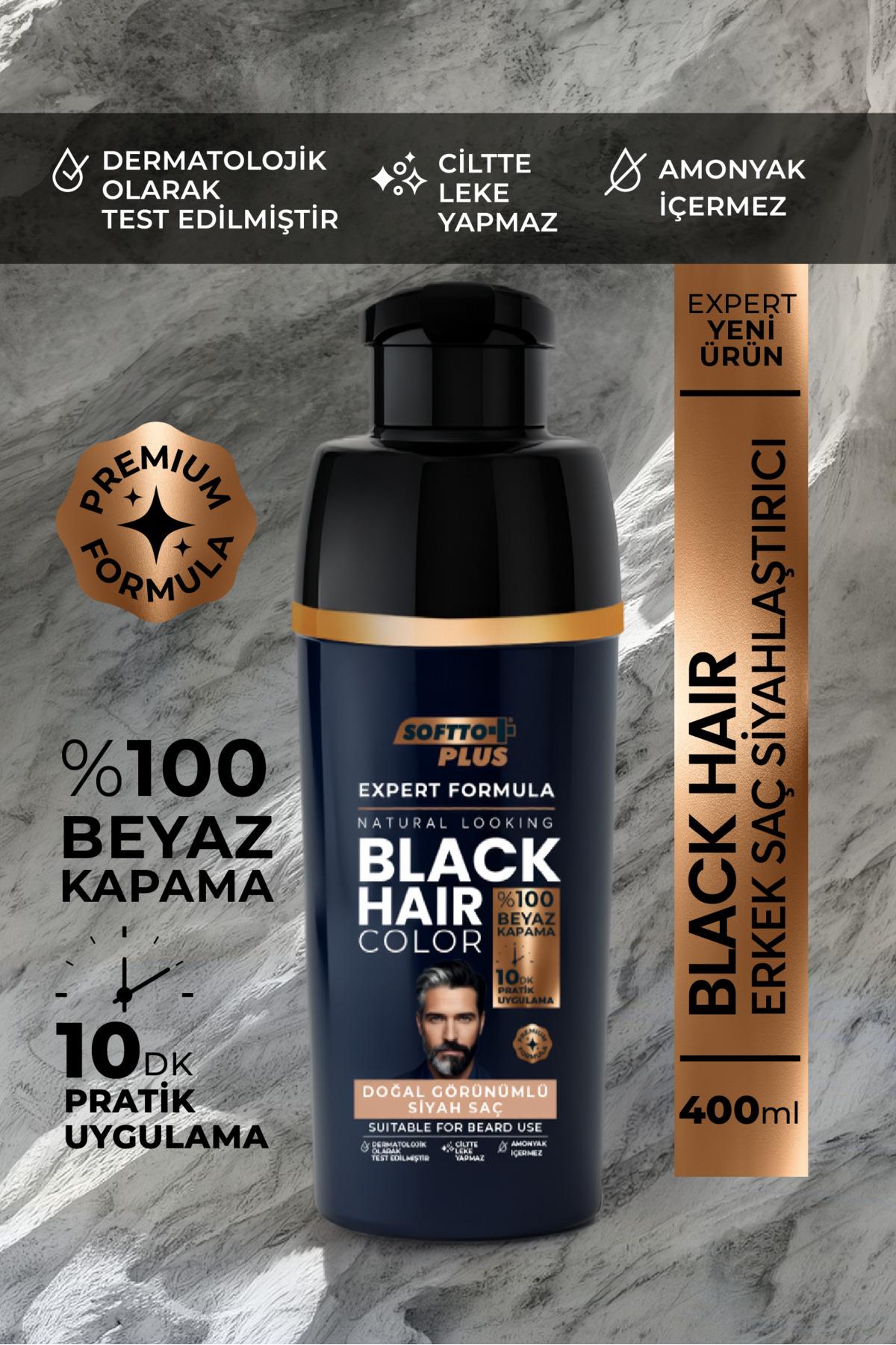 SOFTTOŞAMPUANLARSoftto Plus Expert Men Black Hair Color – Siyah 10 dakikada Etkili / Geliştirilmiş Formül / Doğal Görünüm