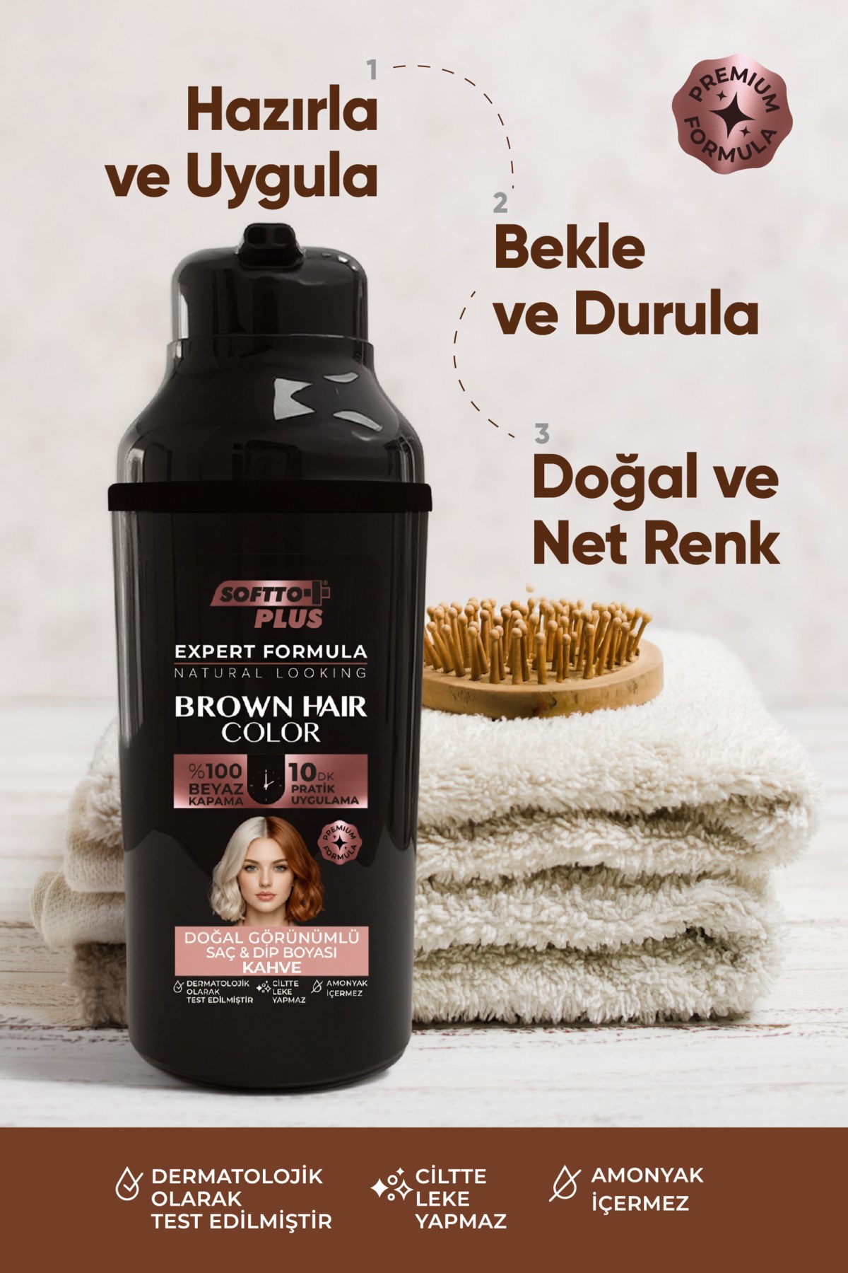 SOFTTOŞAMPUANLARSoftto Plus Expert Women Brown Hair Color – Kahverengi Geliştirilmiş Formül Doğal Görünüm 400 ml