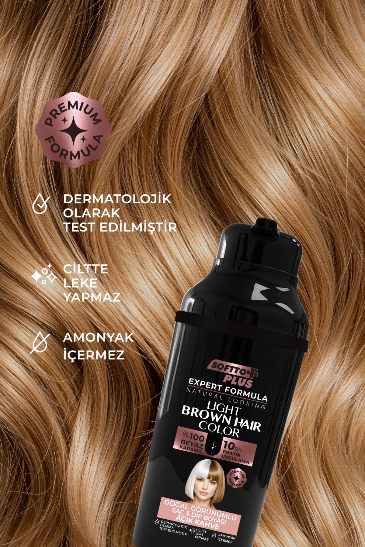 SOFTTOŞAMPUANLARSoftto Plus Expert Women Light Brown Hair Color–Açık  Kahverengi Geliştirilmiş Formül Doğal Görünüm 400 ml