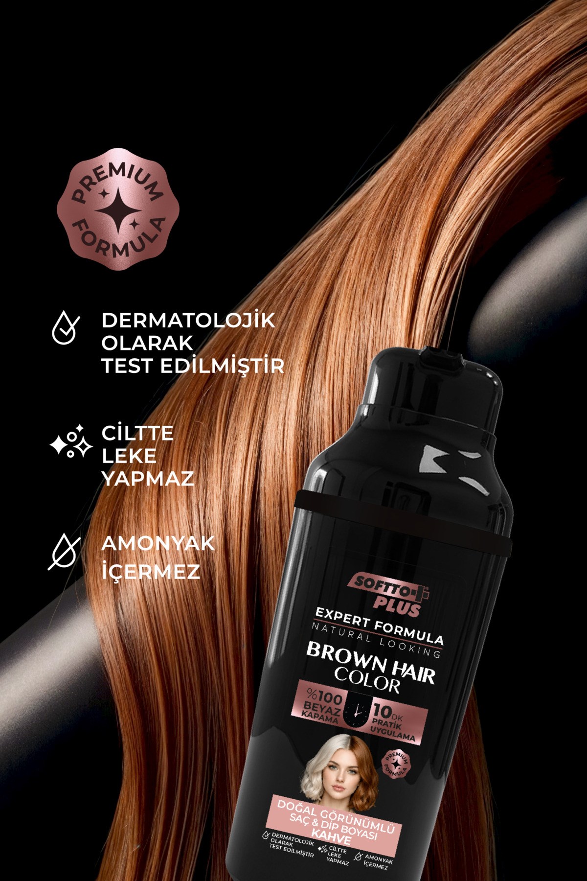 SOFTTOŞAMPUANLARSoftto Plus Expert Women Brown Hair Color – Kahverengi Geliştirilmiş Formül Doğal Görünüm 400 ml