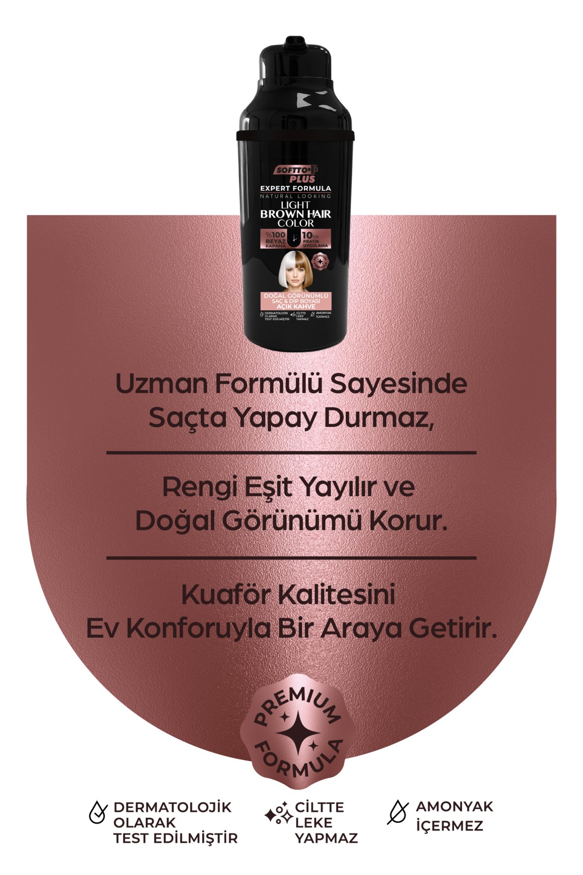 SOFTTOŞAMPUANLARSoftto Plus Expert Women Light Brown Hair Color–Açık  Kahverengi Geliştirilmiş Formül Doğal Görünüm 400 ml