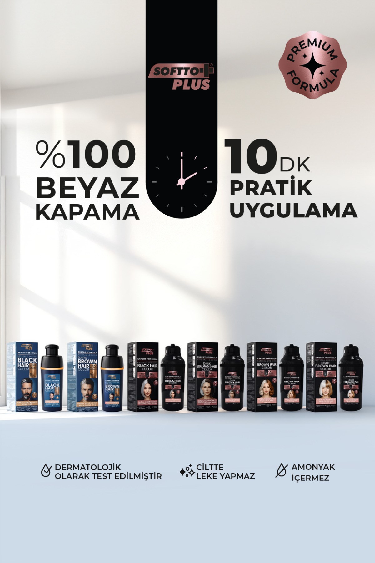 SOFTTOŞAMPUANLARSoftto Plus Expert Women Light Brown Hair Color–Açık  Kahverengi Geliştirilmiş Formül Doğal Görünüm 400 ml