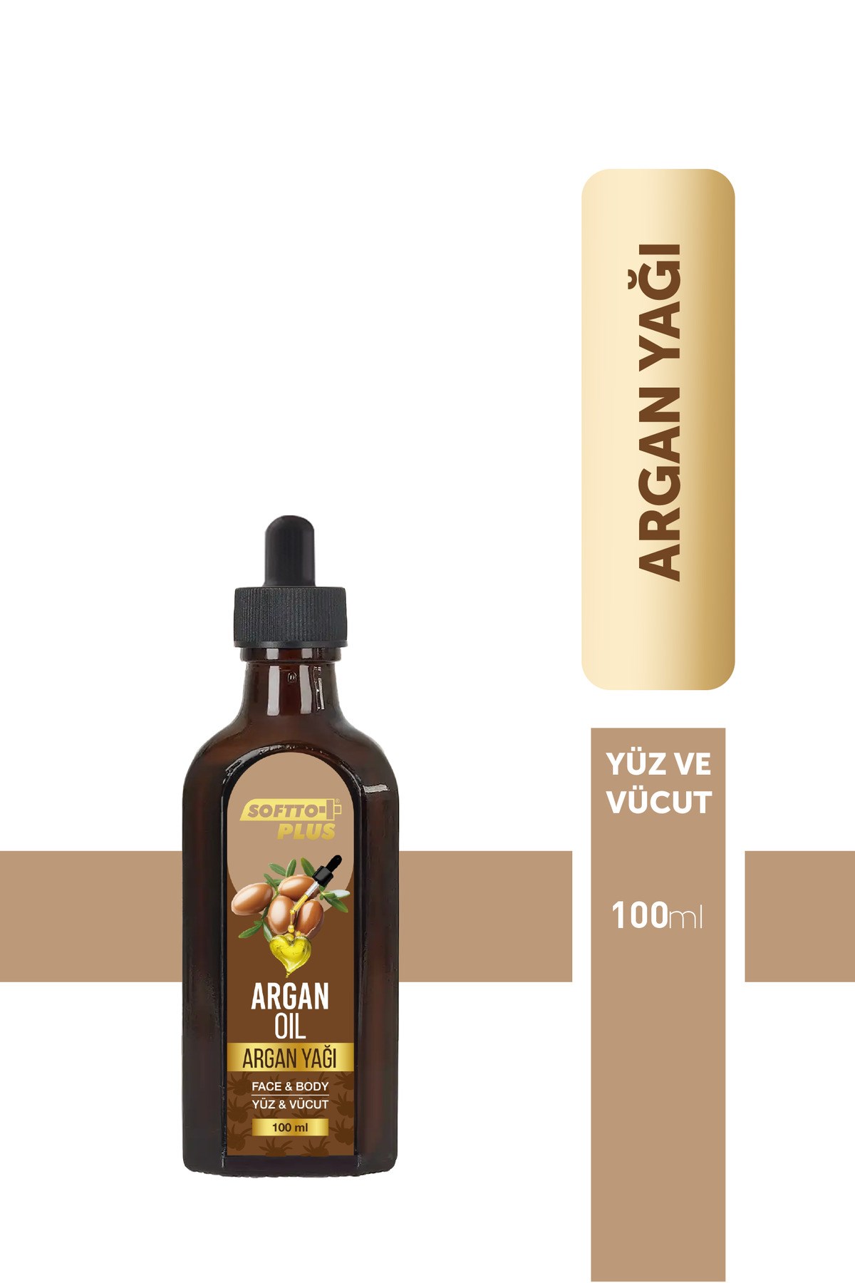 SOFTTOVÜCUT NEMLENDİRİCİLERSoftto Plus Argan Cilt Nemlendirme Etkili Yüz ve Vücut Yağı 100 ml