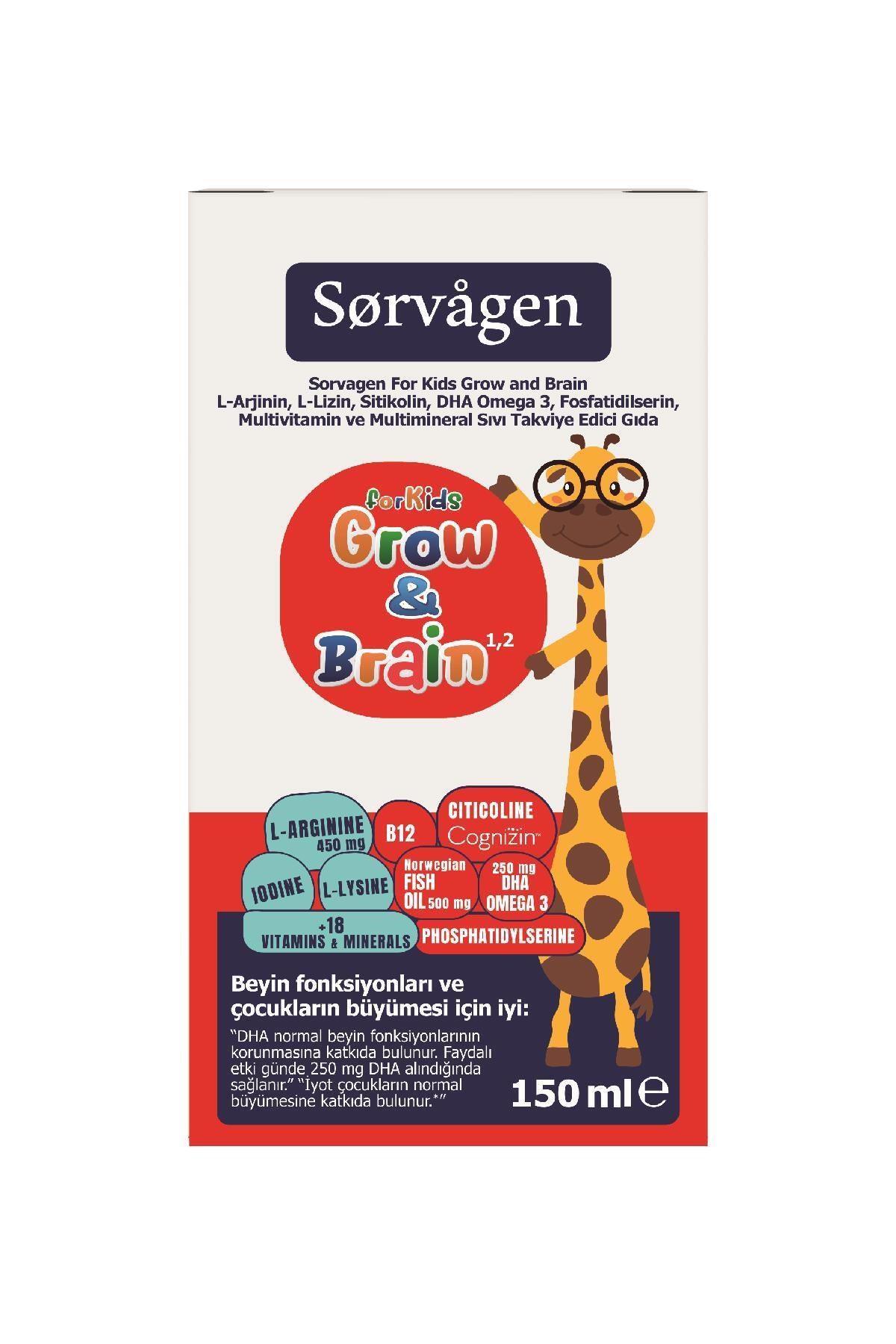 SORVAGENÇOCUKLAR İÇİN BESİN TAKVİYELERİSorvagen Grow Brain For Kids Sıvı 150 ml