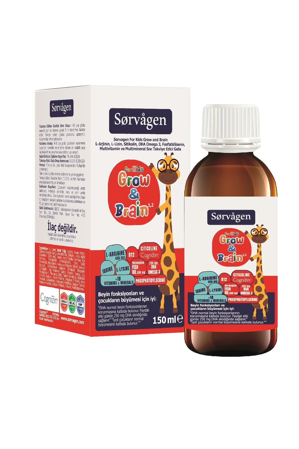 SORVAGENÇOCUKLAR İÇİN BESİN TAKVİYELERİSorvagen Grow Brain For Kids Sıvı 150 ml