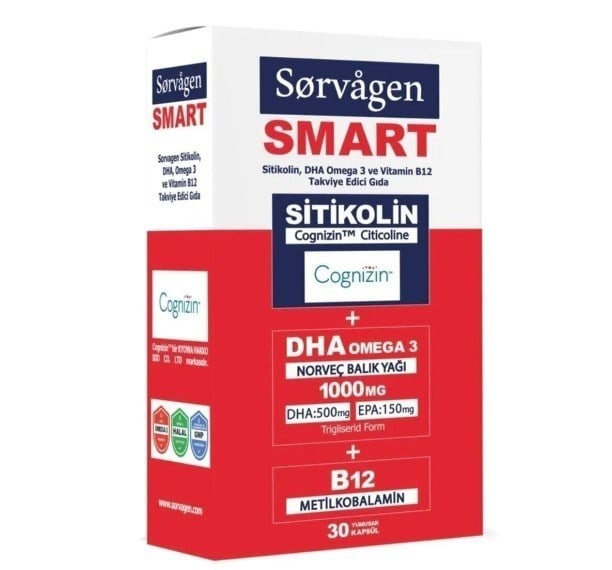 SORVAGENVİTAMİN-MİNERALLERSorvagen Smart Sitikolin DHA Omega 3 ve B12 30 Kapsül