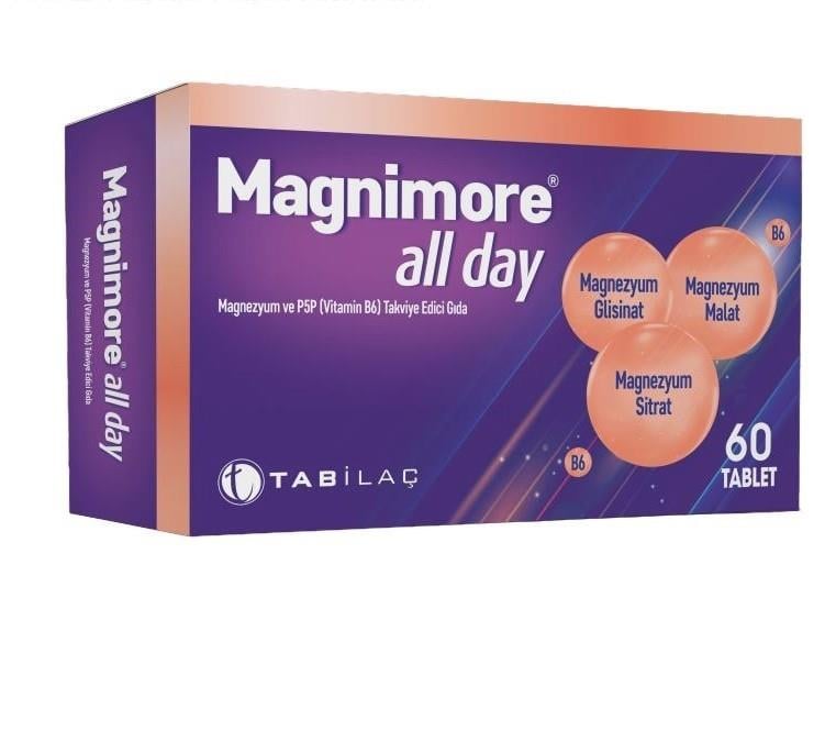 TAB İLAÇVİTAMİN-MİNERALLERMagnimore All Day 60 Tablet