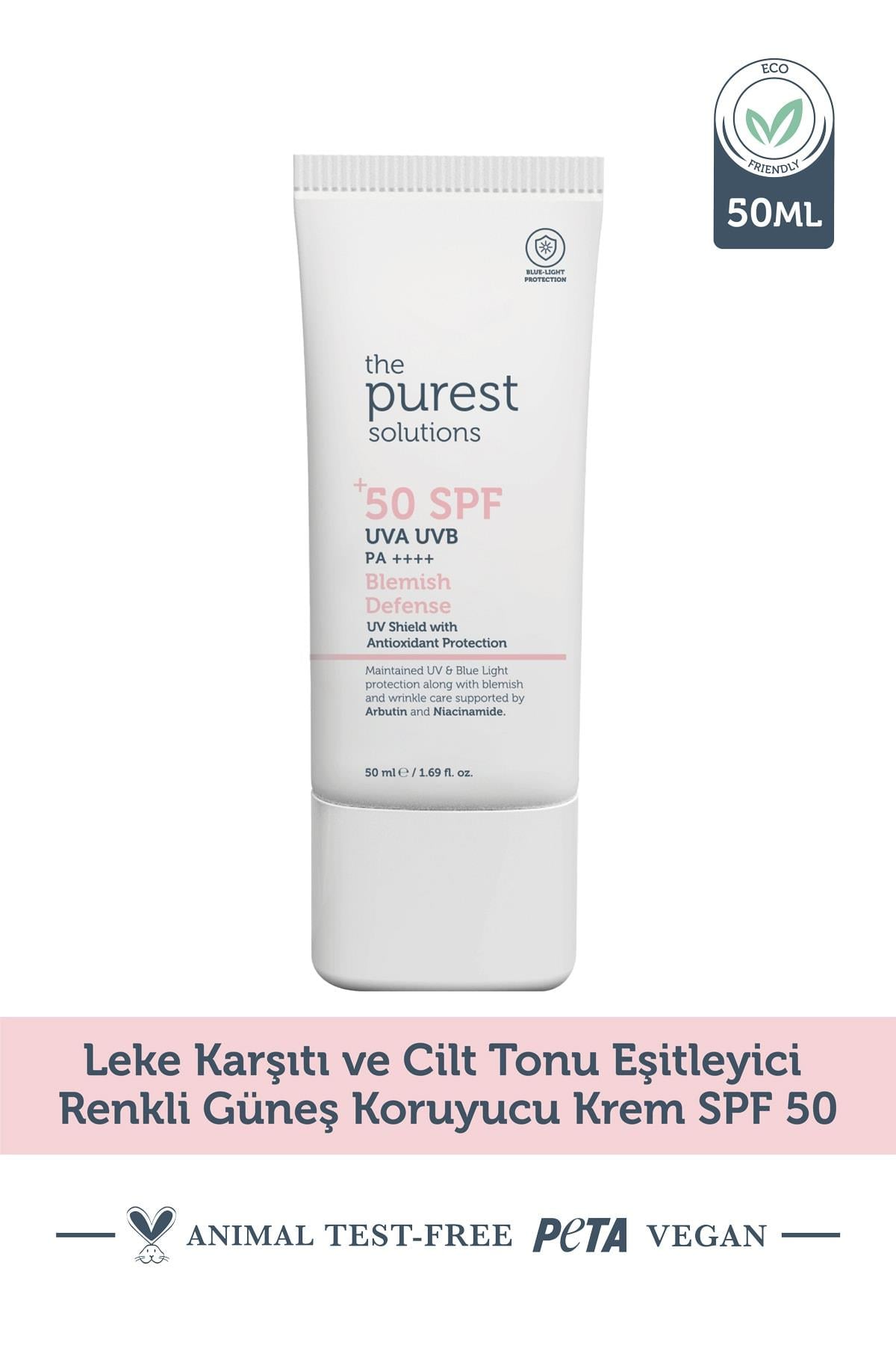 THE PURESTGÜNEŞ ÜRÜNLERİThe Purest Solutions Blemish Defense Antioksidan Destekli Lekeli Ciltler İçin Güneş Kremi SPF50+ 50 ml