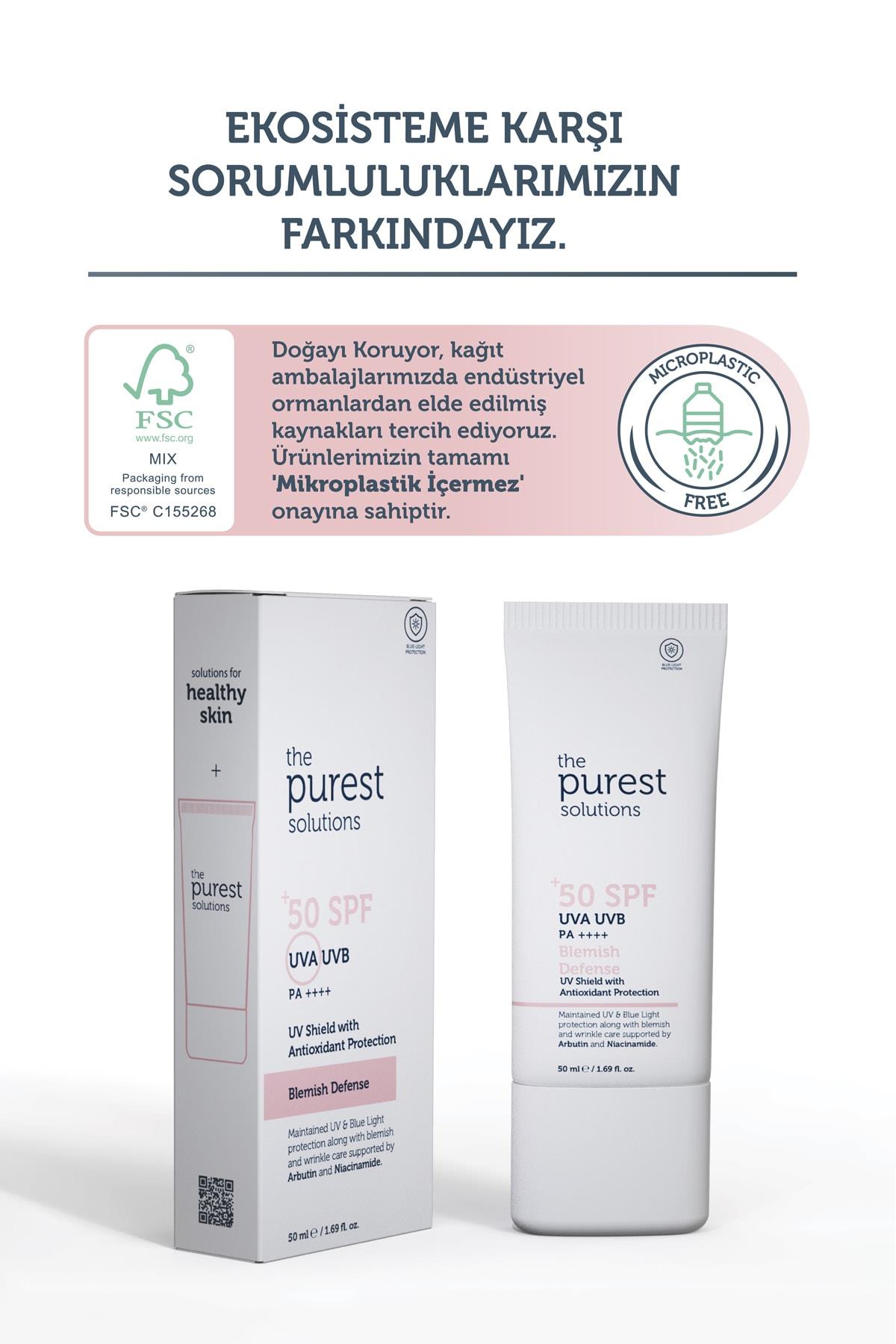 THE PURESTGÜNEŞ ÜRÜNLERİThe Purest Solutions Blemish Defense Antioksidan Destekli Lekeli Ciltler İçin Güneş Kremi SPF50+ 50 ml