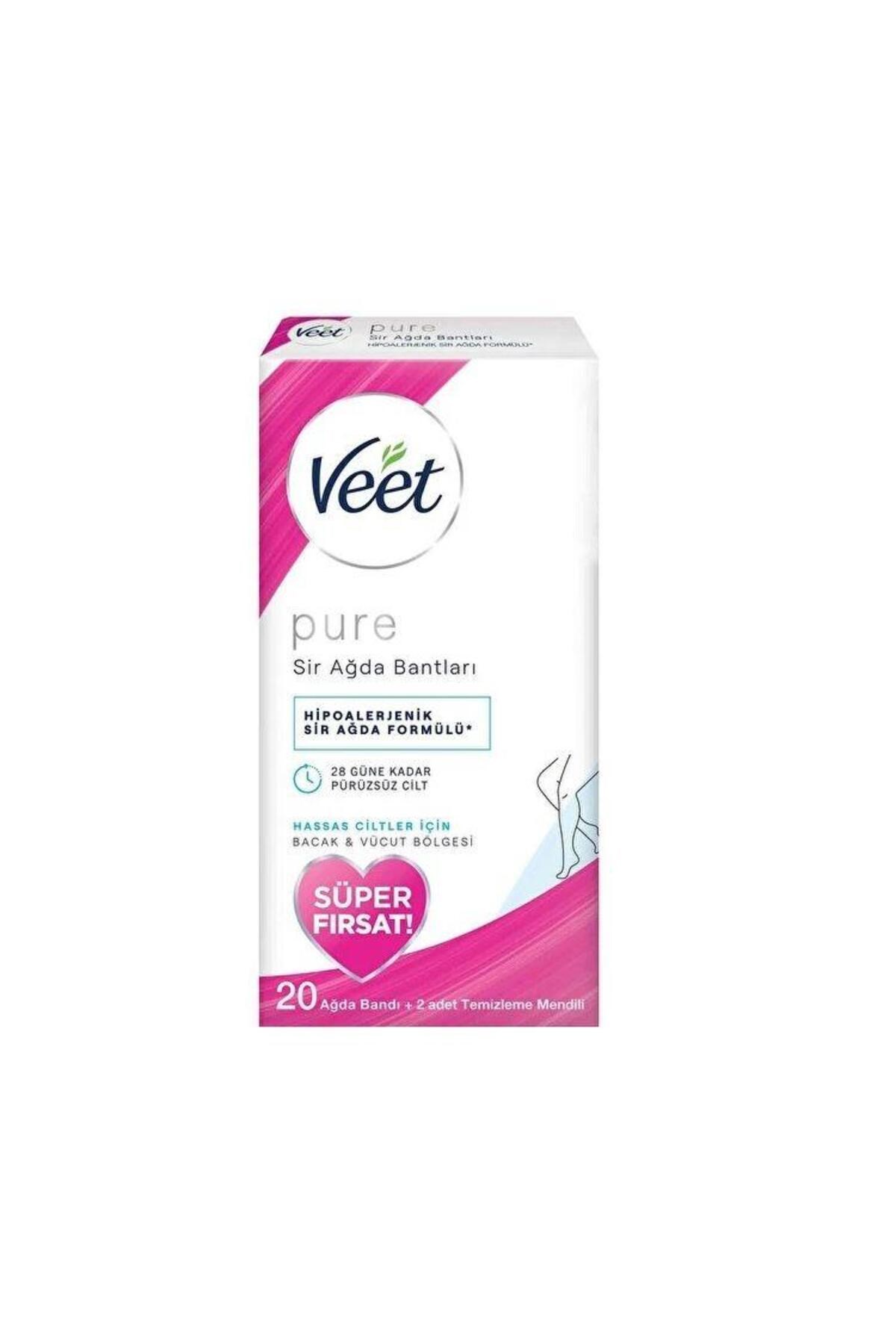 VEetTÜY DÖKÜCÜLER VE GİDERİCİLERVeet Pure Bacak ve Vücut Bölgesi Hipoalerjenik Sir Ağda Bandı 20'li
