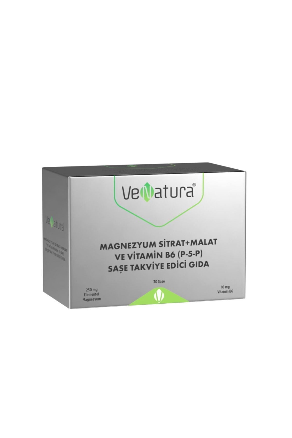 VENATURAVİTAMİN-MİNERALLERVenatura Magnezyum Sitrat Malat ve Vitamin B6 P-5-P 30 Saşe