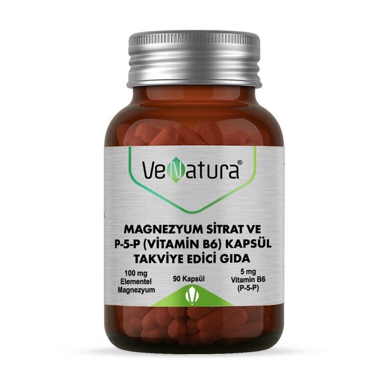 VENATURAVİTAMİN-MİNERALLERVenatura Magnezyum Sitrat ve P-5-P Vitamin B6 90 Kapsül