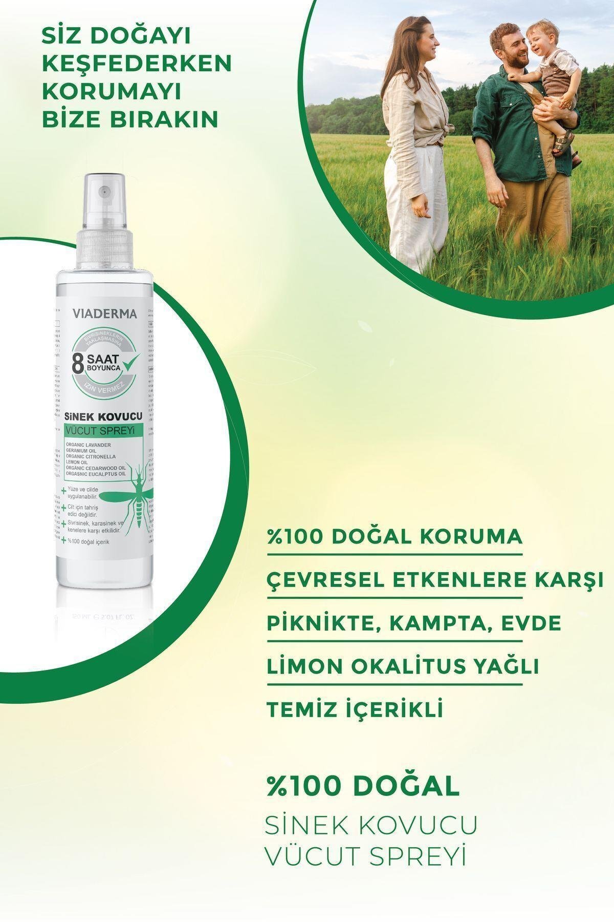 VİADERMAEV BAKIM VE TEMİZLİKViaderma Sivrisinek Sinek Kovucu Koruyucu Vücut Spreyi Bitkisel Tüm Vücut Için Aile Boy 150 ml