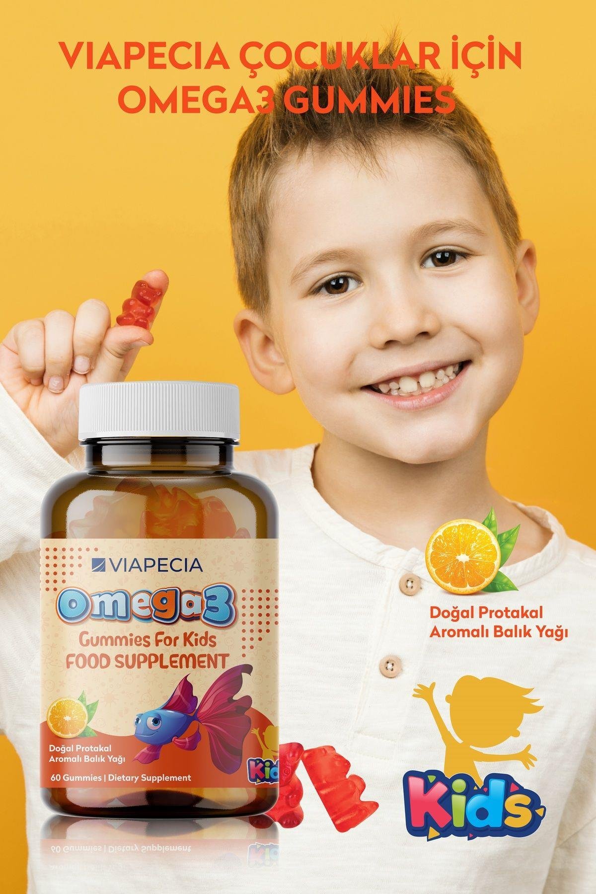 VİAPECİAÇOCUKLAR İÇİN BESİN TAKVİYELERİViapecia Omega 3 Kids 60 Gummies