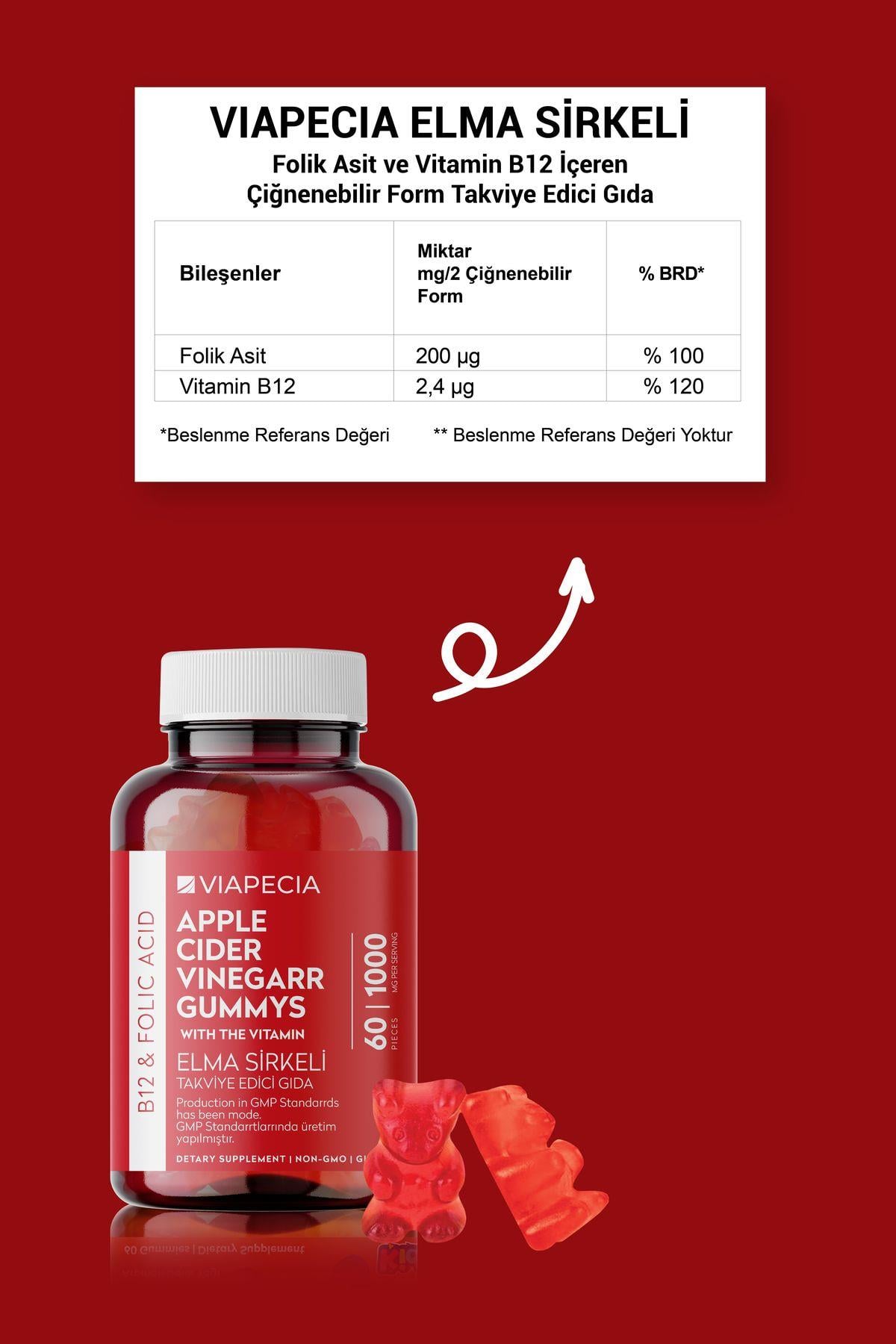 VİAPECİAVİTAMİN-MİNERALLERViapecia Apple Cider Vinegar Elma Sirkeli 60 Gummys