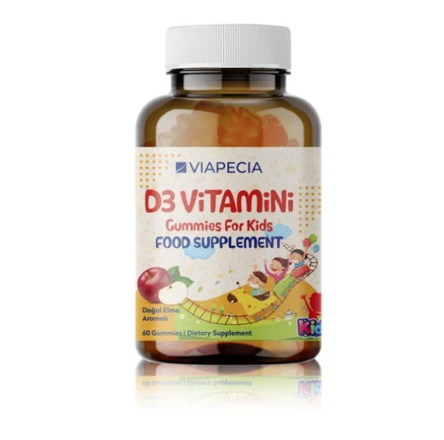 VİAPECİAVİTAMİN-MİNERALLERViapecia Kids D3 Vitaminli Gummies Elma Aromalı 60 Adet