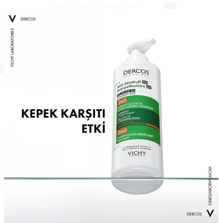 VichyŞAMPUANLARVichy Dercos Anti Dandruff 2’si 1 Arada Tüm Saç Tipleri İçin Kepek Karşıtı ve Nemlendirici Şampuan 390 ml