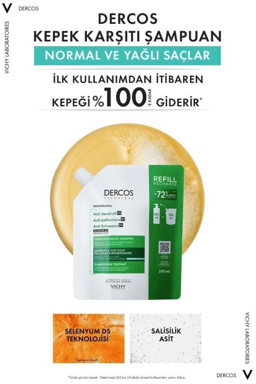 VichyŞAMPUANLARVichy Dercos Anti Dandruff Normal ve Yağlı Saçlar İçin Kepek Karşıtı Şampuan Refill 390 ml