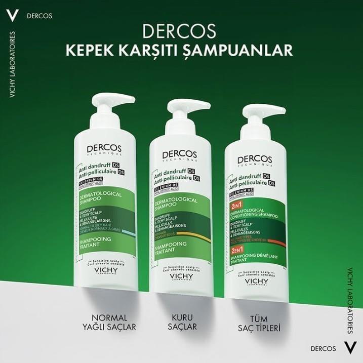 VichyŞAMPUANLARVichy Dercos Anti Dandruff 2’si 1 Arada Tüm Saç Tipleri İçin Kepek Karşıtı ve Nemlendirici Şampuan 390 ml