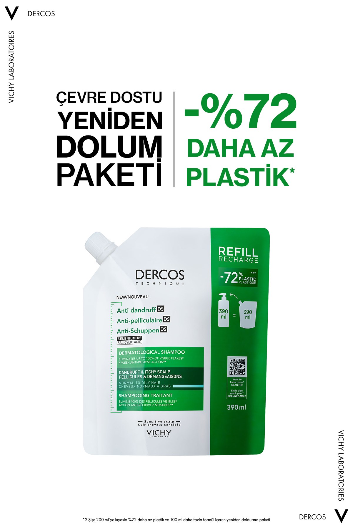 VichyŞAMPUANLARVichy Dercos Anti Dandruff Normal ve Yağlı Saçlar İçin Kepek Karşıtı Şampuan Refill 390 ml