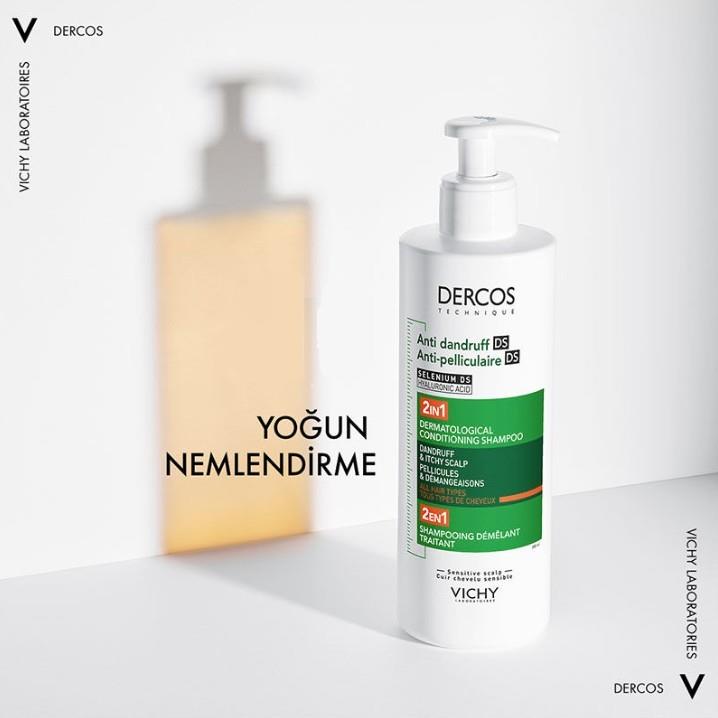 VichyŞAMPUANLARVichy Dercos Anti Dandruff 2’si 1 Arada Tüm Saç Tipleri İçin Kepek Karşıtı ve Nemlendirici Şampuan 390 ml