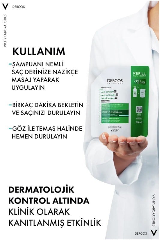 VichyŞAMPUANLARVichy Dercos Anti Dandruff Normal ve Yağlı Saçlar İçin Kepek Karşıtı Şampuan Refill 390 ml