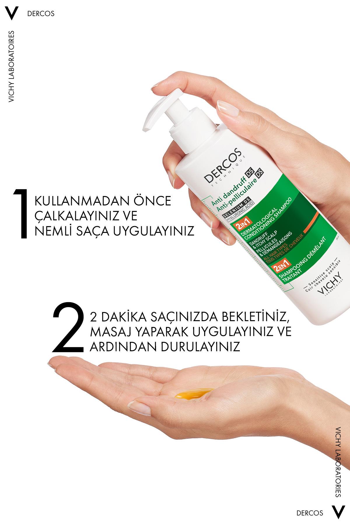VichyŞAMPUANLARVichy Dercos Anti Dandruff 2’si 1 Arada Tüm Saç Tipleri İçin Kepek Karşıtı ve Nemlendirici Şampuan 390 ml