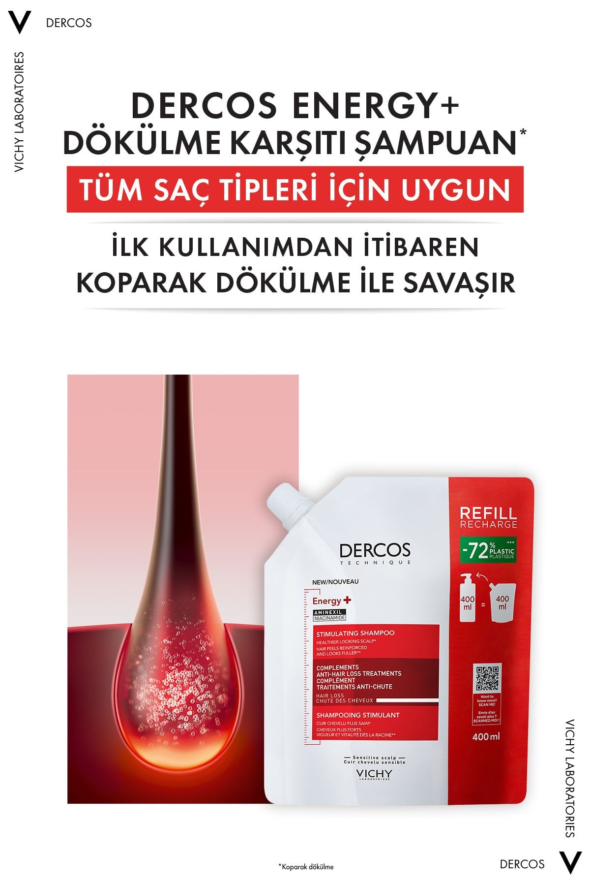 VichyŞAMPUANLARVichy Dercos Energisant Saç Dökülmesine Karşı Şampuan Refill 400 ml