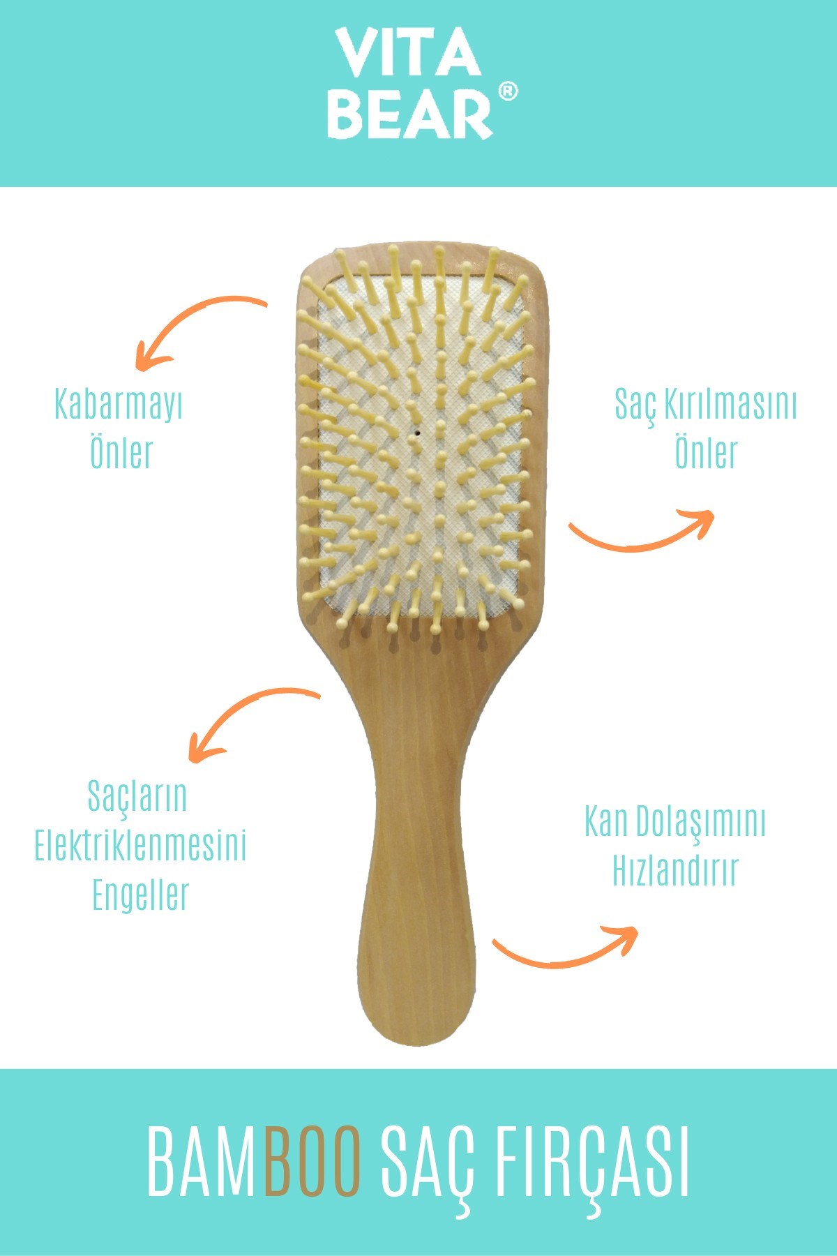 VİTA BEARSAÇ BAKIM SETİVita Bear Bamboo Saç Fırçası