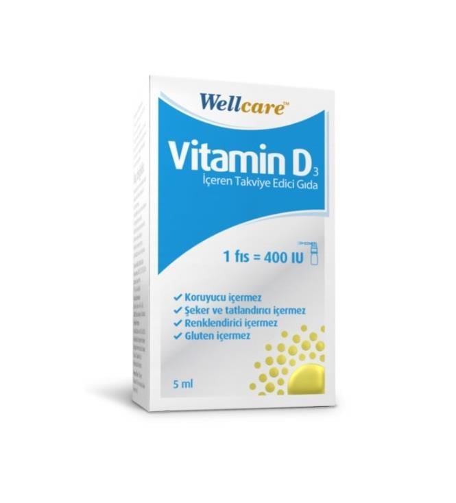 WELLCAREVİTAMİN-MİNERALLERWellcare Vitamin D3 400 IU 5 ml