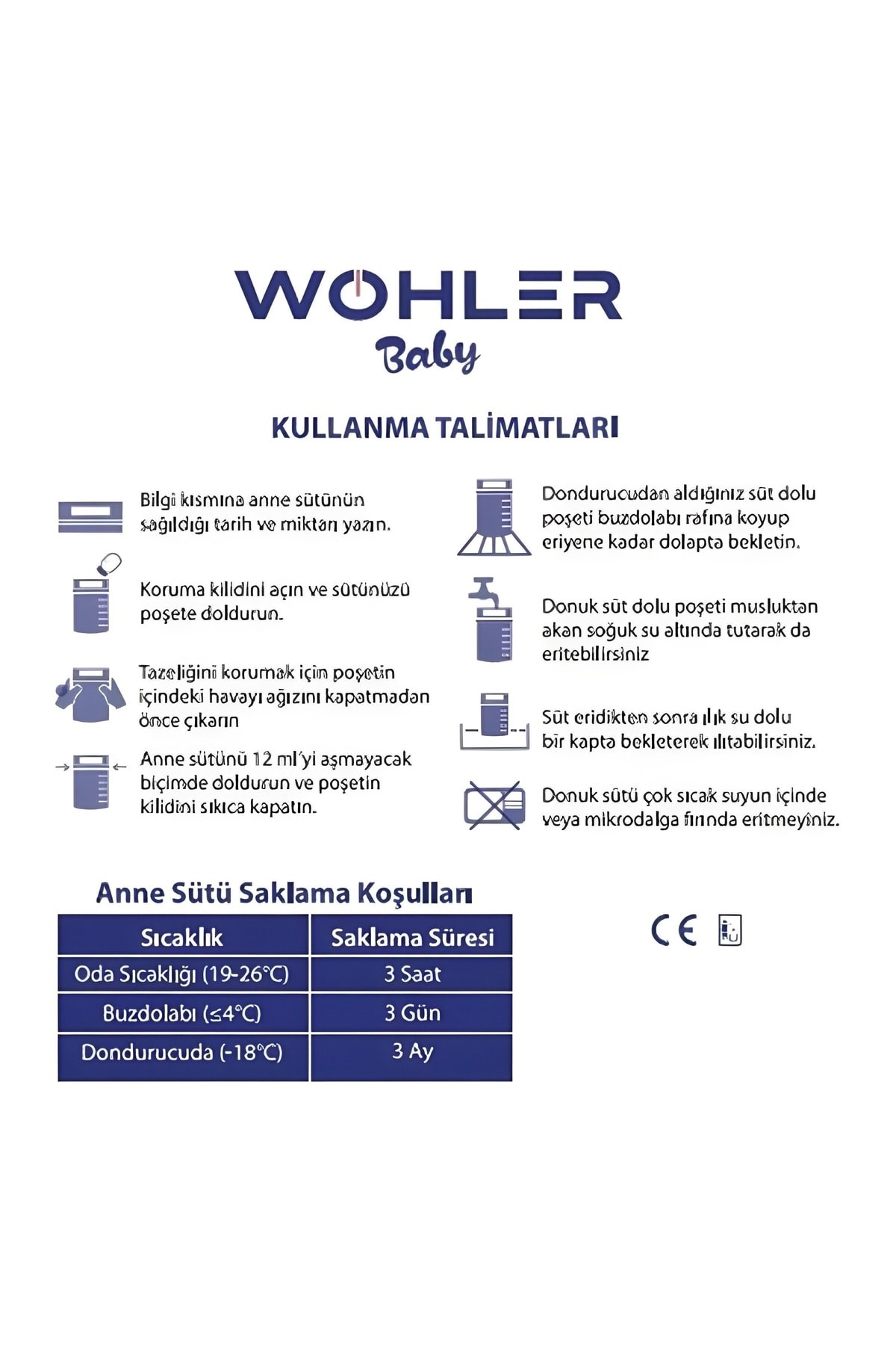 WOHLERSÜT SAKLAMA ÜRÜNLERİWohler Baby Anne Sütü Saklama Poşeti 25'li