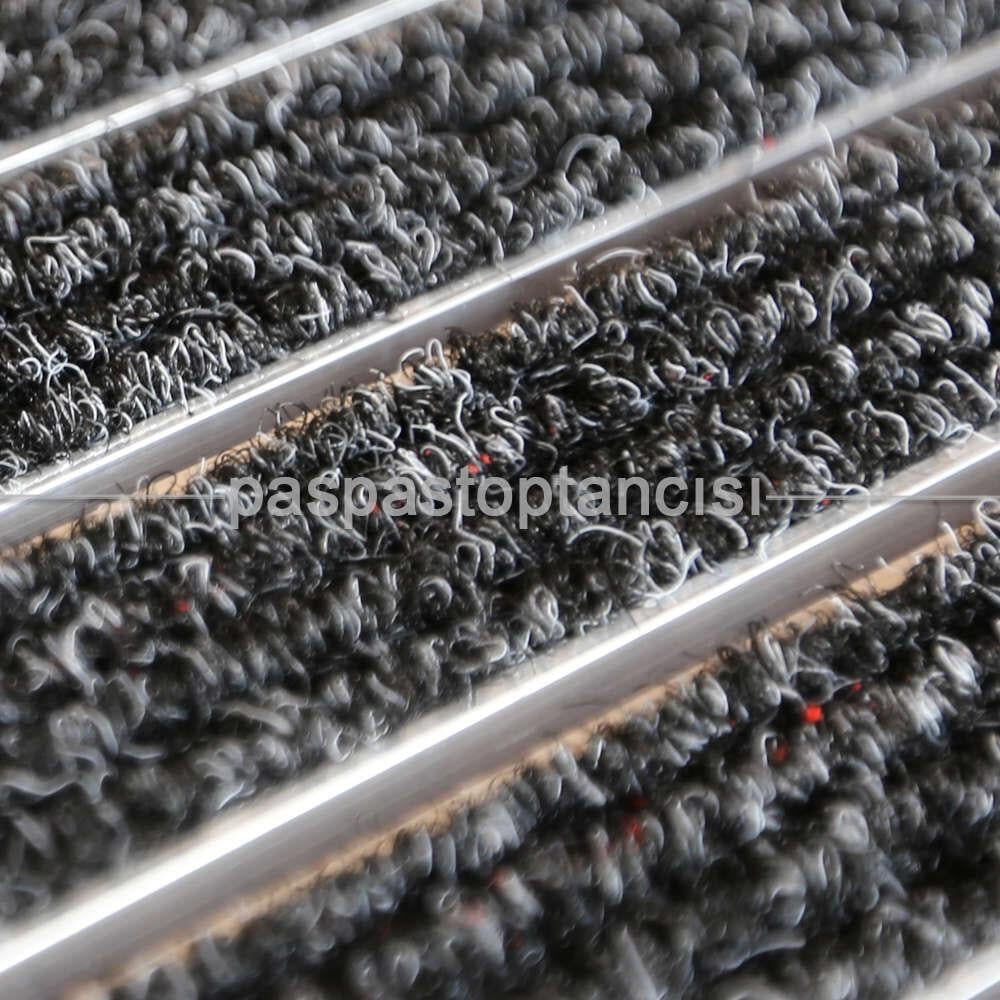 Alüminyum Metal Paspas Bukle Halı Fitilli PM1000 Gri