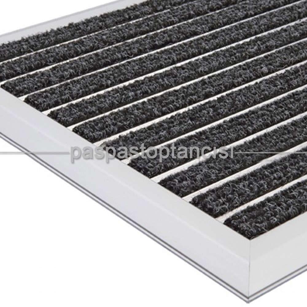 Alüminyum Paspas Bukle Halı Fitilli OM1000 Siyah