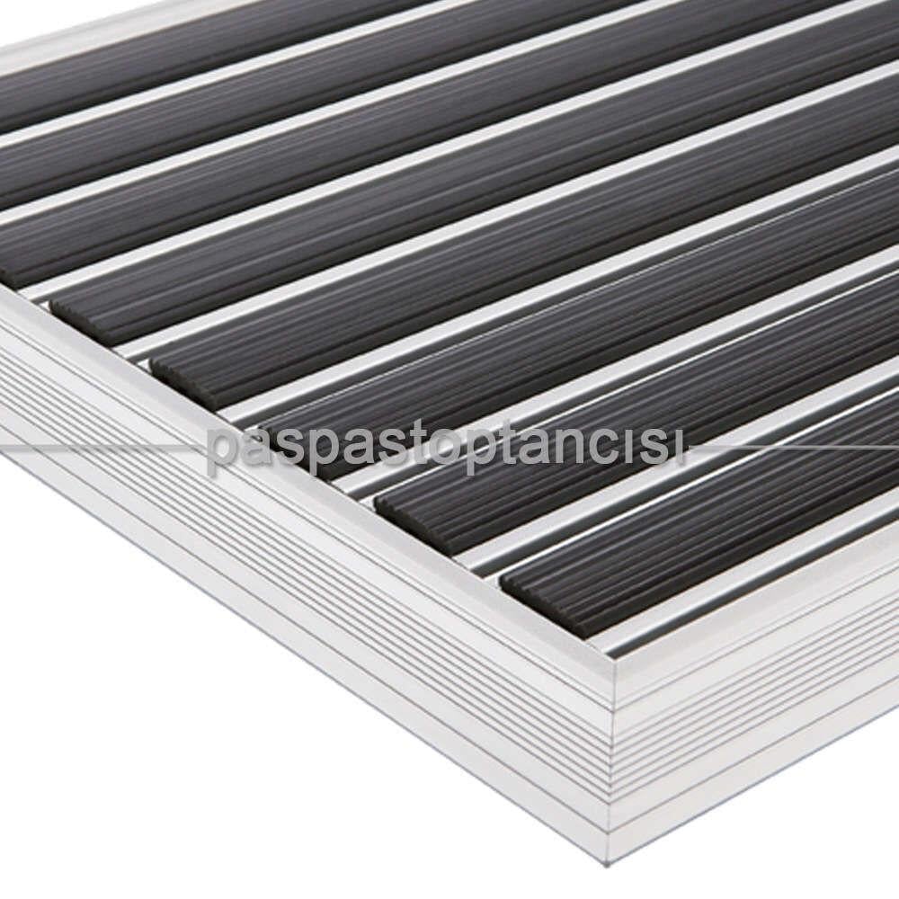 Alüminyum Paspas Yivli PVC Fitilli PM2000 Siyah