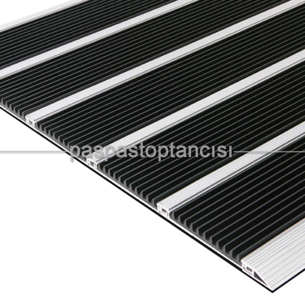 Alüminyum Paspas Yivli PVC Fitilli SM2000 Siyah