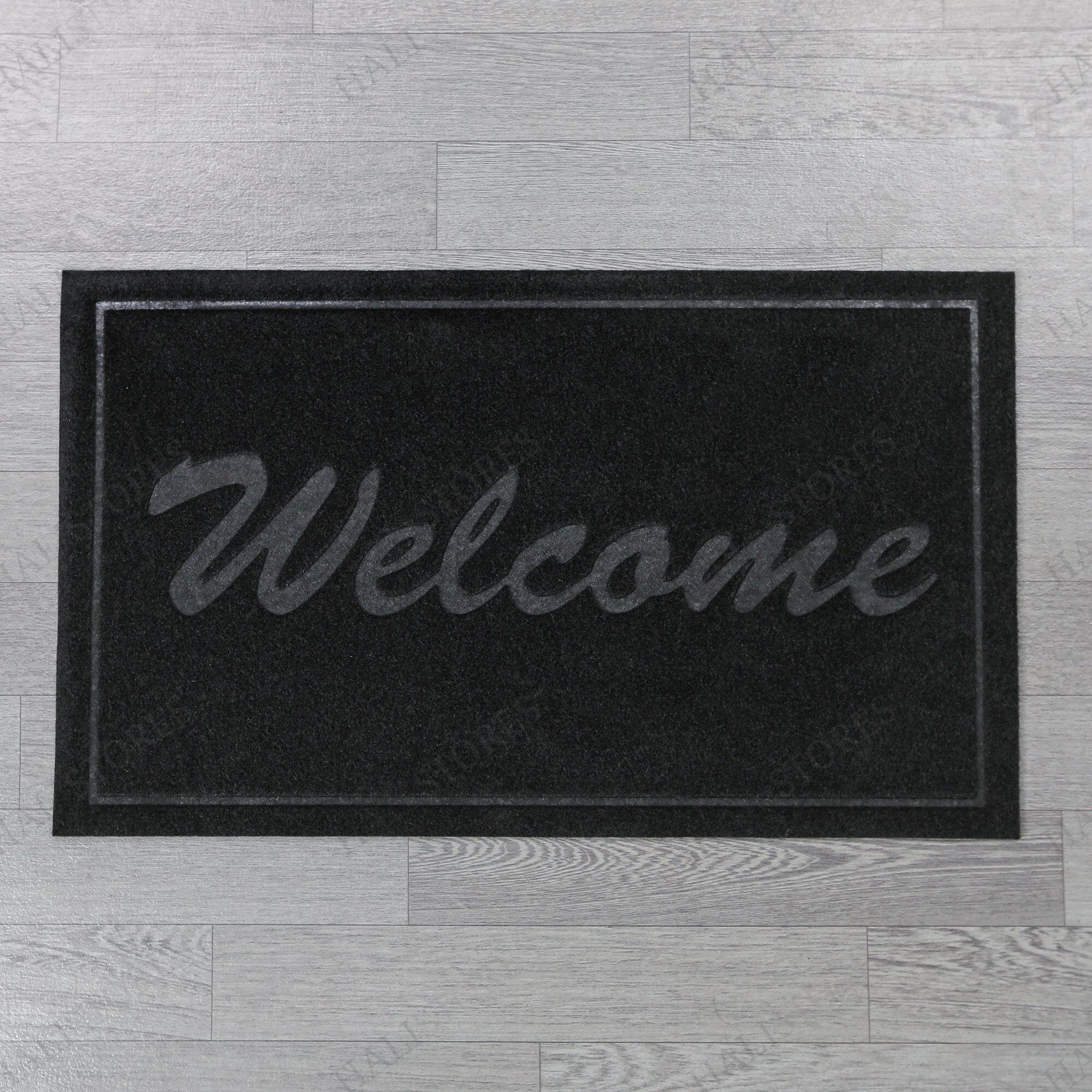 Kabartmalı Welcome Siyah Kapı Paspası