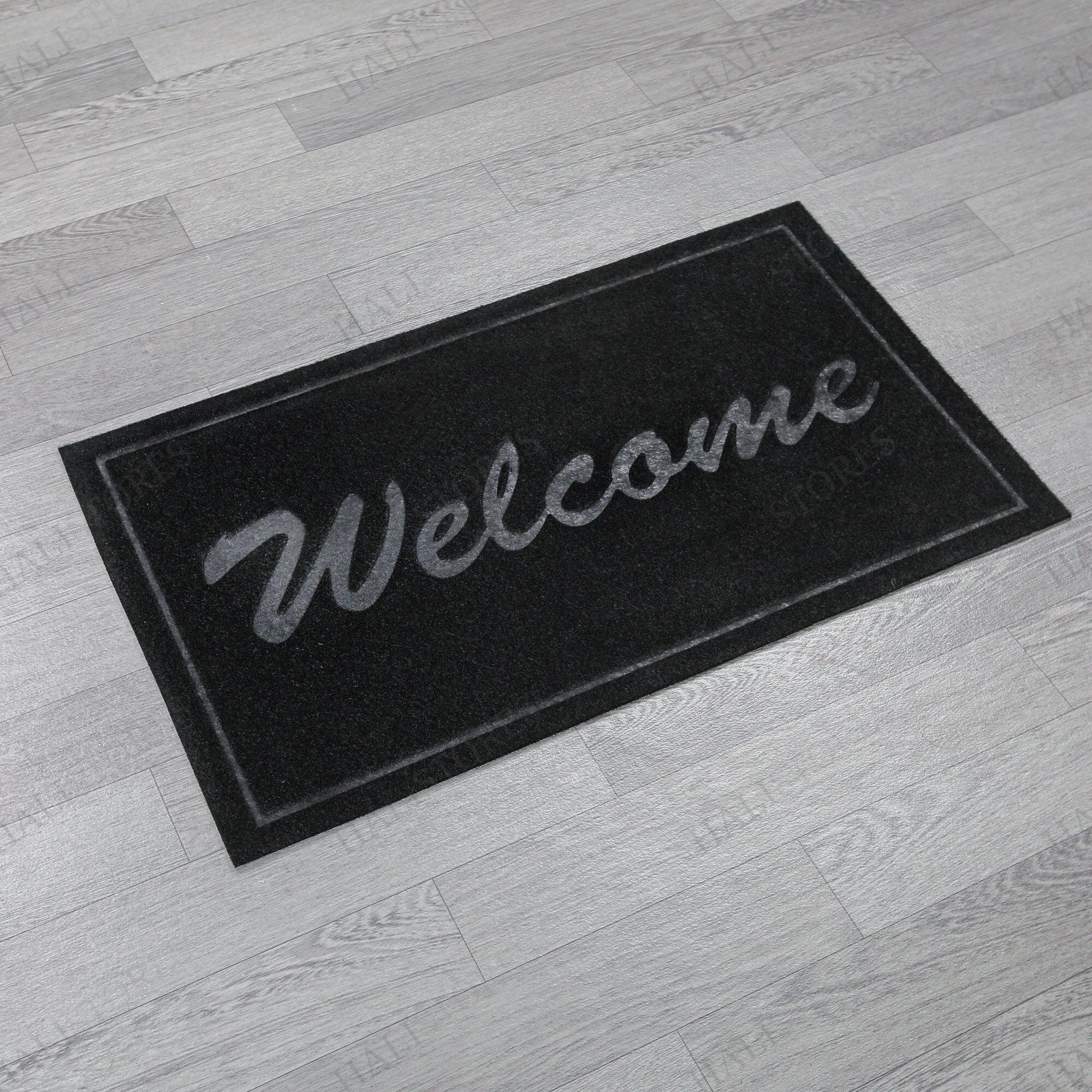 Kabartmalı Welcome Siyah Kapı Paspası